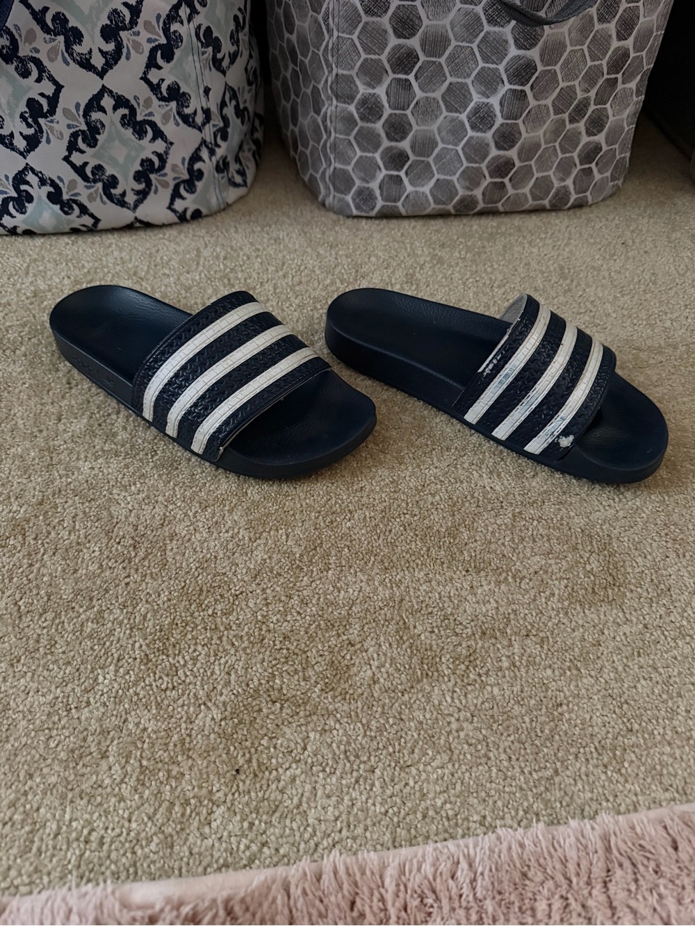 adidas Navy and White Mens Slide Sandals - Picture 4 of 6